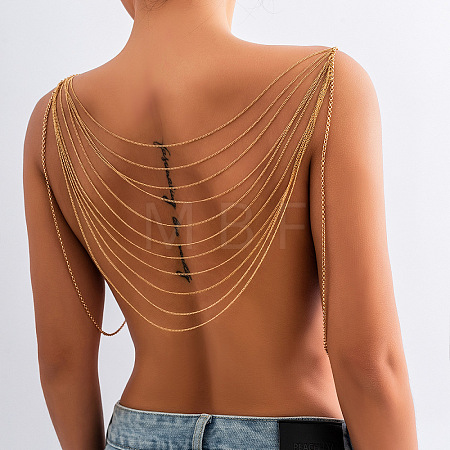 Brass Multi-Layered Tassel Chest Body Chains for Women WG39DA5-01-1