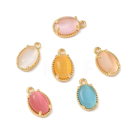 Oval Brass Charms KK-D024-27G-1