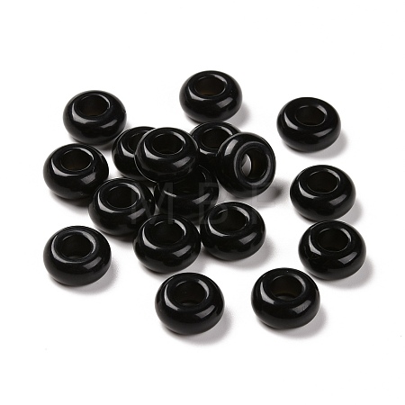 Natural Black Obsidian European Beads G-G740-14x8mm-34-1