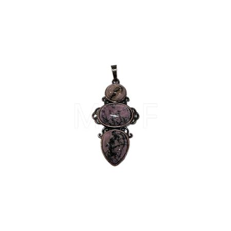 Retro Natural Rhodonite Pendants PW-WG7292F-14-1