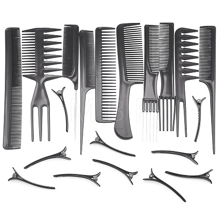 Plastic 10Pcs Hair Comb & 10Pcs Alligator Clip Set for Hairdressing DIY-TA0015-58-1