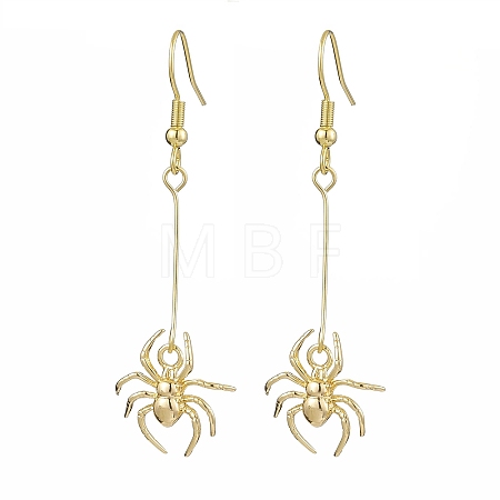 Halloween Spider Brass Dangle Earrings EJEW-JE05859-1