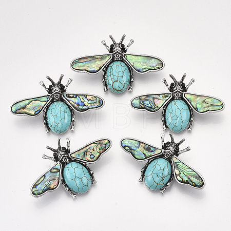 Synthetic Turquoise Brooches/Pendants G-S353-08G-1
