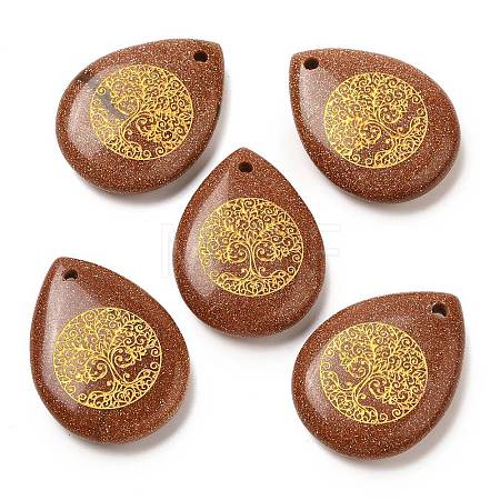 Synthetic Goldstone Drop Pendants G-C158-01F-1