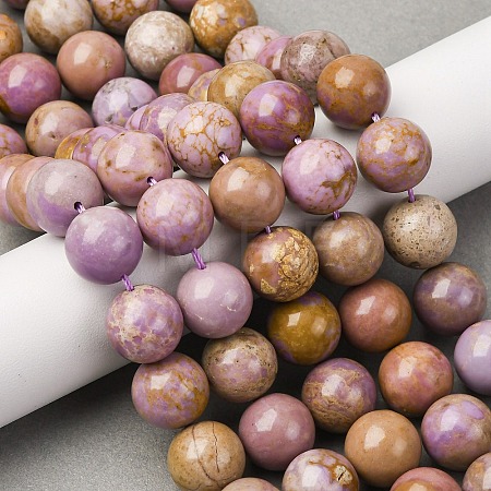 Natural Lepidolite/Purple Mica Stone Beads Strands G-K401-A01-12mm-1