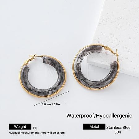 304 Stainless Steel Resin Hoop Earrings for Women KT0951-6-1