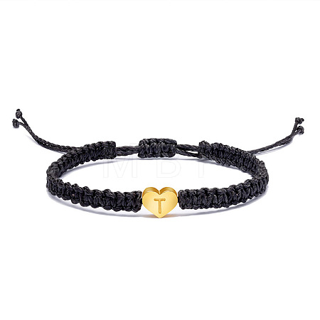 Alloy Heart with Letter Pattern Bead Braided Bead Bracelets FS-WGEB992-20-1