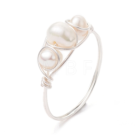 Natural Pearl Finger Rings RJEW-JR00604-02-1