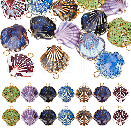 14Pcs 7 Colors Handmade Porcelain Pendants PALLOY-PH01940-1