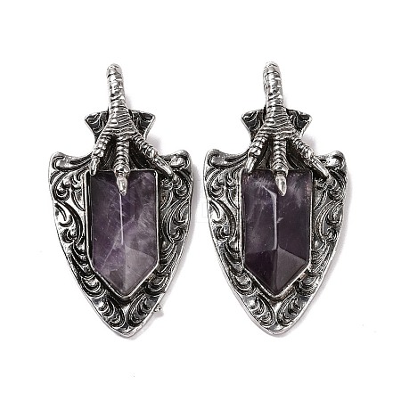 Natural Amethyst Faceted Big Pendants G-L524-03AS-07-1
