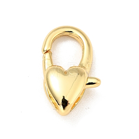 Brass Heart Lobster Claw Clasps X-KK-G416-47G-1
