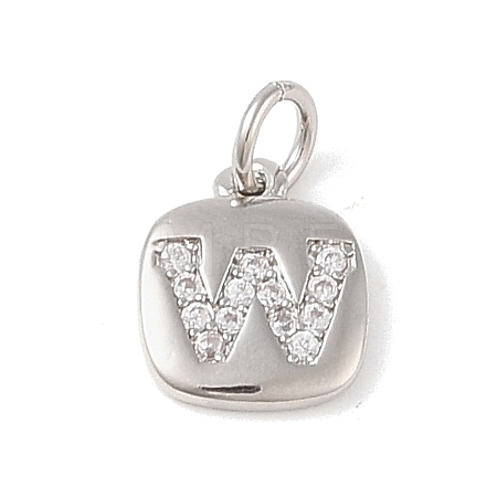 Rack Plating Brass Micro Pave CLear Cubic Zirconia Charms KK-E110-14P-W-1