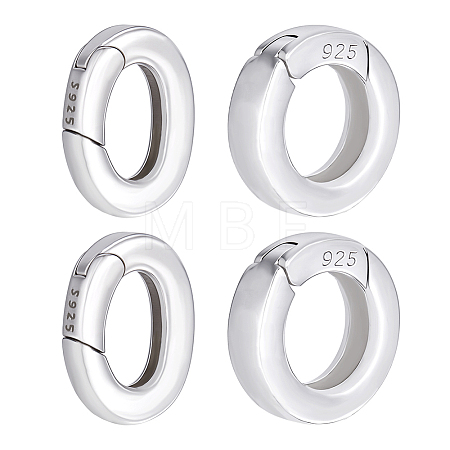 4Pcs 2 Styles 925 Sterling Silver Spring Gate Rings STER-PH0004-32S-1