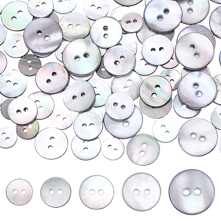 80Pcs 5 Styles 2-Hole Shell Buttons BUTT-ME0001-44-1