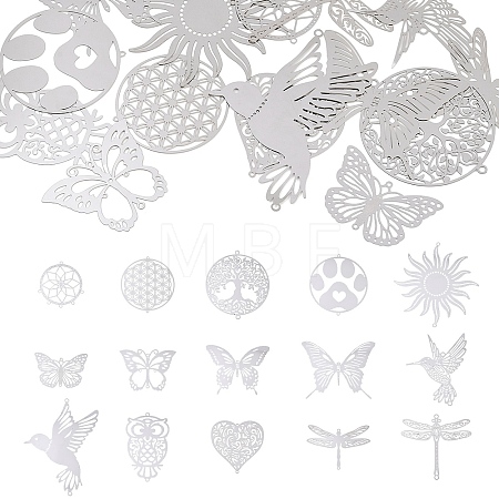 15Pcs 15 Styles 201 Stainless Steel Links Connector Charms STAS-YW0011-13-1
