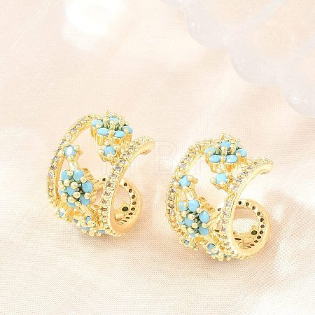 Brass Micro Pave Cubic Zirconia Cuff Earrings KK-CBA960E-24G-1