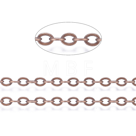 Brass Flat Oval Cable Chains CHC025Y-01-R-1