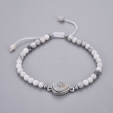Natural Howlite Braided Bead Bracelets BJEW-I275-A01-1