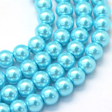 Baking Paint Pearlized Glass Pearl Round Bead Strands HY-Q003-10mm-48-1