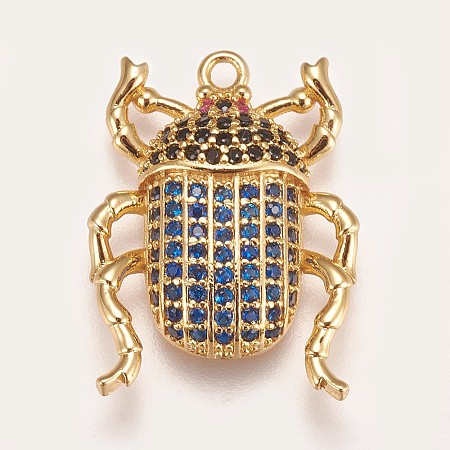 Brass Micro Pave Cubic Zirconia Pendants X-ZIRC-K078-04G-1
