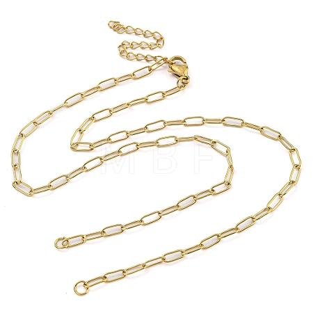 304 Stainless Steel Paperclip Chains Necklace Makings LS-AJEW-P119-05G-1