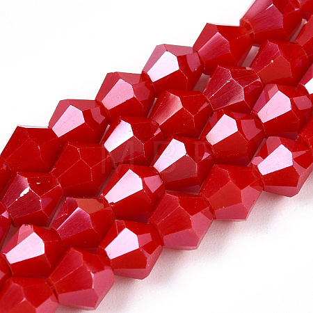Opaque Solid Color Electroplate Glass Beads Strands EGLA-A039-P6mm-A02-1