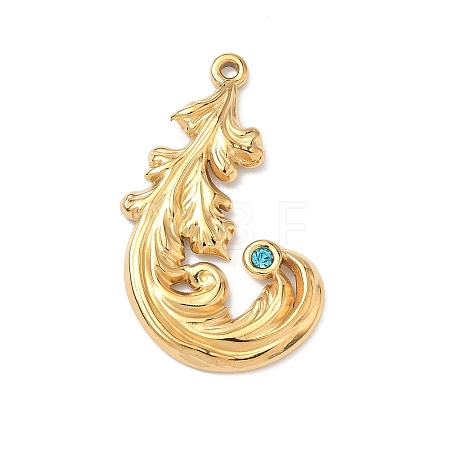 304 Stainless Steel Rhinestone Pendants STAS-L308-08G-1