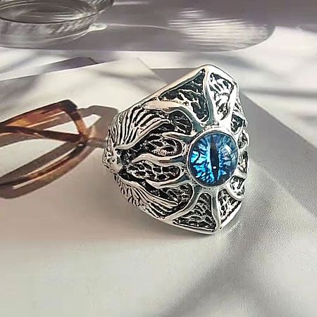 Hip-hop Style 201 Stainless Steel and Glass Finger Rings FS-WG99B6A-01-1