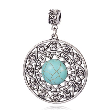 Synthetic Turquoise Big Pendants PALLOY-G124-01AS-1