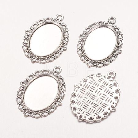 Zinc Alloy Pendant Settings for Cabochon & Rhinestone PALLOY-A15257-AS-LF-1