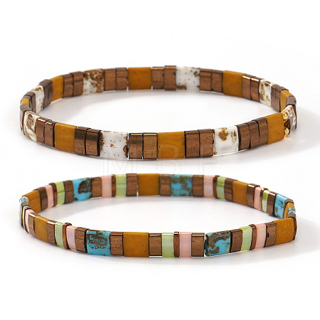2Pcs Bohemian Glass Seed Beads Stretch Bracelets for Women RZ0109-5-1