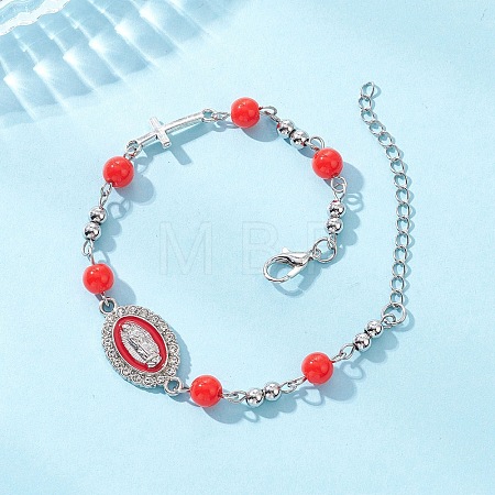 Zinc Alloy Enamel Link Bracelets BJEW-JB12751-02-1