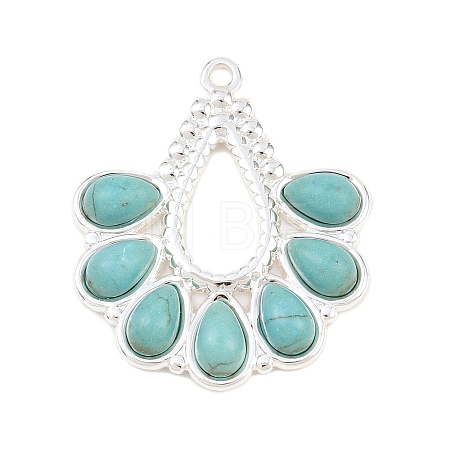 Bohemian Style 304 Stainless Steel with Dyed Synthetic Turquoise Pendants STAS-G381-01S-1