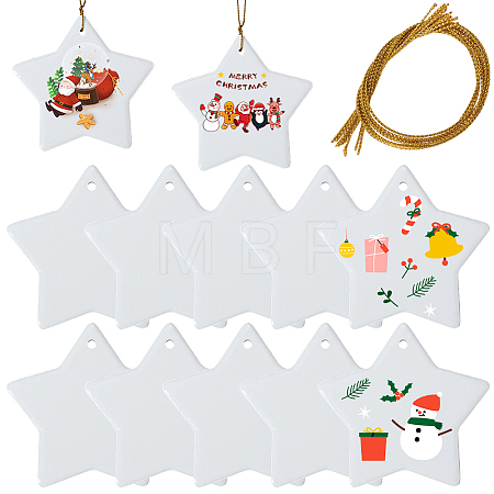 12Pcs Porcelain Heat Transfer Sublimation Blank Pendant Decorations AJEW-SP0002-19B-1