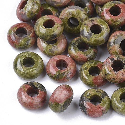 Natural Unakite European Beads X-G-Q503-06-1