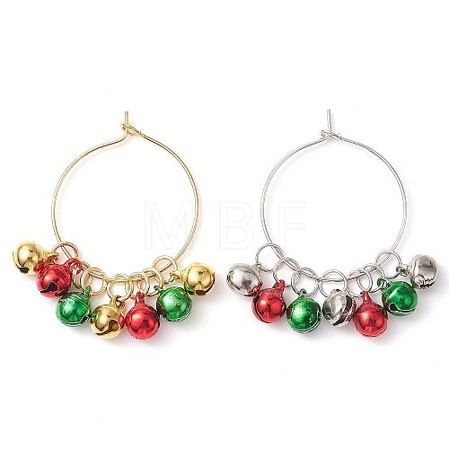 Christmas Brass Bell Wine Glass Charms AJEW-JO00257-1