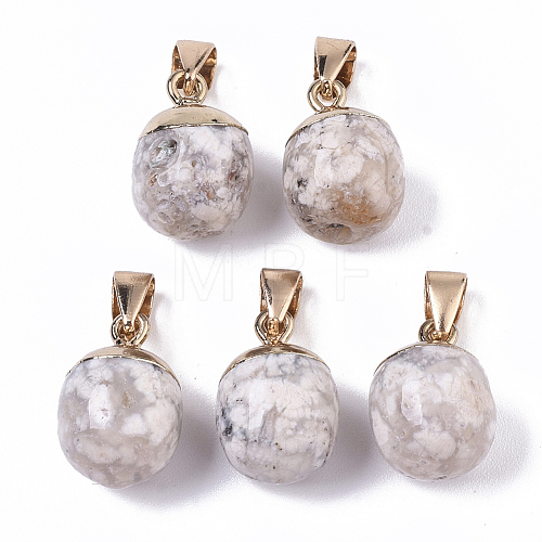 Top Golden Plated Natural Cherry Blossom Agate Pendants G-T131-03M-1
