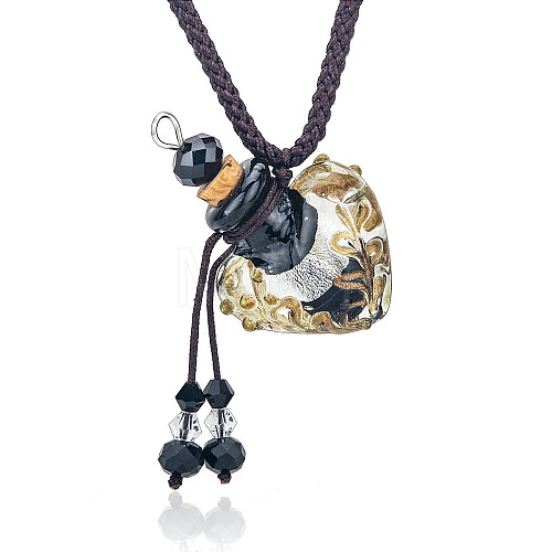 Baroque Style Heart Handmade Lampwork Perfume Essence Bottle Pendant Necklace PW-WG87634-03-1