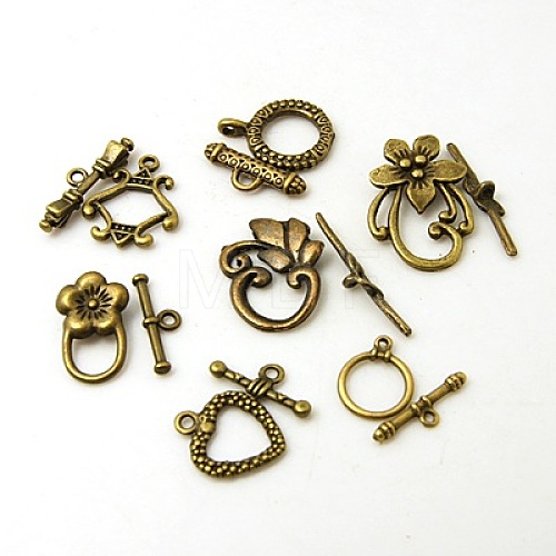 Mixed Tibetan Style Toggle Clasps TIBE-MSMC008-01AB-1