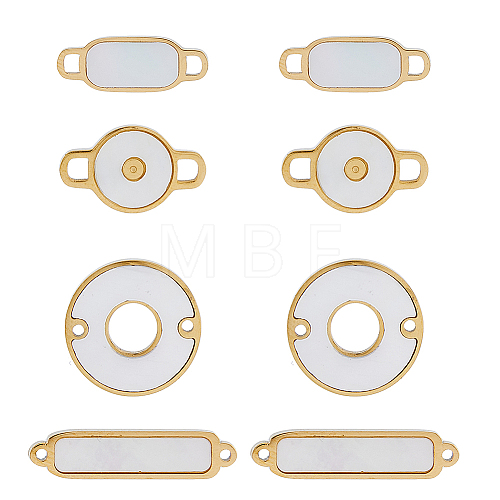 8Pcs 4 Styles 304 Stainless Steel Connector Charms with Shell STAS-DC0014-58-1