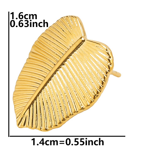 304 Stainless Steel Leaf Stud Earrings for Women BE5708-6-1