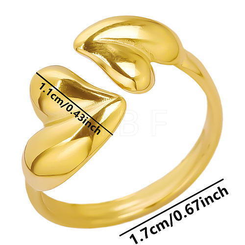 Stylish Double Heart Open Cuff Ring for Women SR8438-2-1