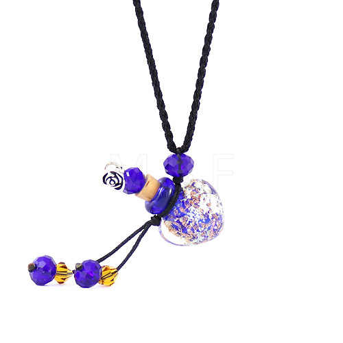 Lampwork Heart Perfume Bottle Pendant Necklace with Glass Beads BOTT-PW0002-059D-06-1