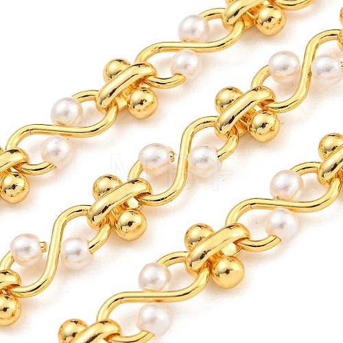 Brass with Glass Beads Link Chains AJEW-Z028-01G-1