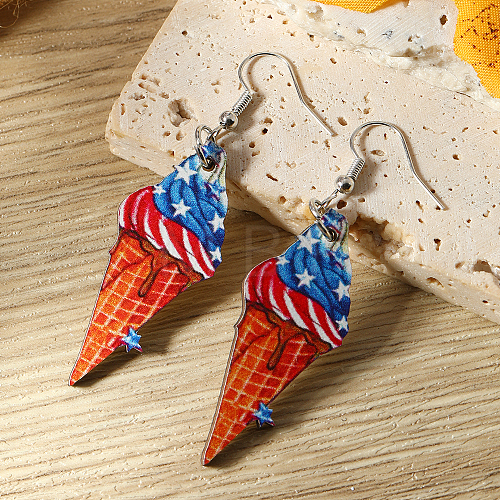 American Independence Day Ice Cream Wood Dangle Earrings YF8853-2-1