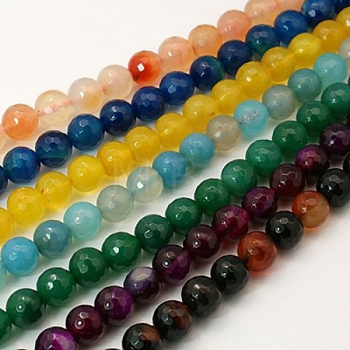 Natural Agate Beads Strands G-E054-8mm-M-1