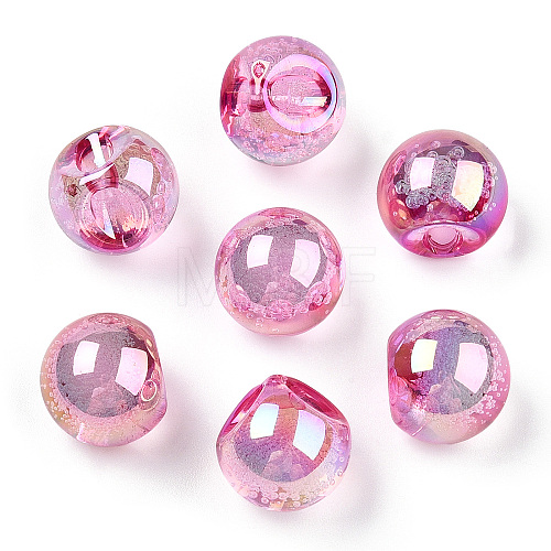 UV Plating Rainbow Iridescent Acrylic Beads X-OACR-G012-04A-1