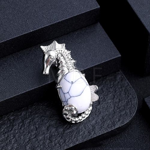 Natural Howlite Sea Animal Pendants PW-WG09180-06-1