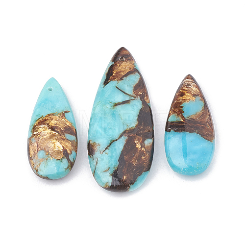 Assembled Bronzite and Synthetic Turquoise Pendants G-S328-003J-1