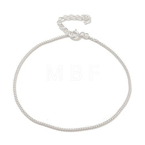 925 Sterling Silver Curb Chain Bracelets for Women BJEW-E101-01S-10-1